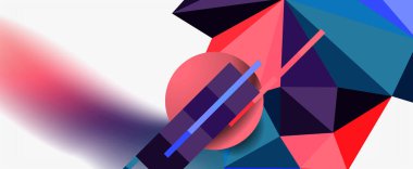 Moda 3d geometrik kompozisyon, iş veya teknoloji sunumu için tasarım şablonu, İnternet posteri veya web broşürü kapağı