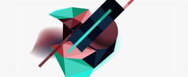 Moda 3d geometrik kompozisyon, iş veya teknoloji sunumu için tasarım şablonu, İnternet posteri veya web broşürü kapağı