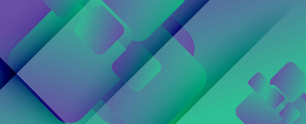 Square shapes composition geometric abstract background. 3D shadow effects and fluid gradients. Modern overlapping forms