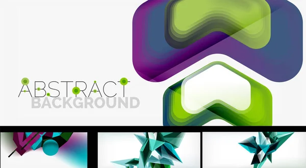 Vector abstract background set. Trendy modern geometric shapes — Stock Vector