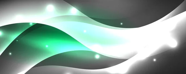 Glanzende gloeiende neon golf, lichtlijnen abstracte achtergrond. Magische energie en beweging concept. Vector wallpaper sjabloon — Stockvector