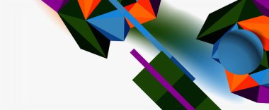 Moda 3d geometrik kompozisyon, iş veya teknoloji sunumu için tasarım şablonu, İnternet posteri veya web broşürü kapağı