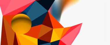 Moda 3d geometrik kompozisyon, iş veya teknoloji sunumu için tasarım şablonu, İnternet posteri veya web broşürü kapağı