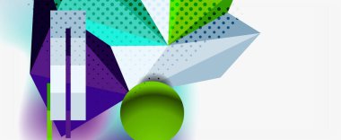 Moda 3d geometrik kompozisyon, iş veya teknoloji sunumu için tasarım şablonu, İnternet posteri veya web broşürü kapağı