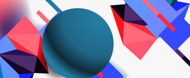 Moda 3d geometrik kompozisyon, iş veya teknoloji sunumu için tasarım şablonu, İnternet posteri veya web broşürü kapağı