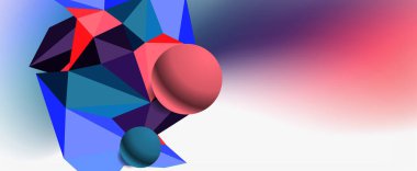 Moda 3d geometrik kompozisyon, iş veya teknoloji sunumu için tasarım şablonu, İnternet posteri veya web broşürü kapağı