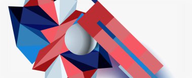 Moda 3d geometrik kompozisyon, iş veya teknoloji sunumu için tasarım şablonu, İnternet posteri veya web broşürü kapağı