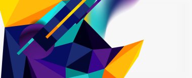 Moda 3d geometrik kompozisyon, iş veya teknoloji sunumu için tasarım şablonu, İnternet posteri veya web broşürü kapağı