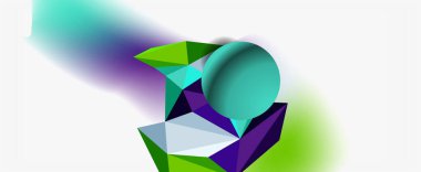 Moda 3d geometrik kompozisyon, iş veya teknoloji sunumu için tasarım şablonu, İnternet posteri veya web broşürü kapağı