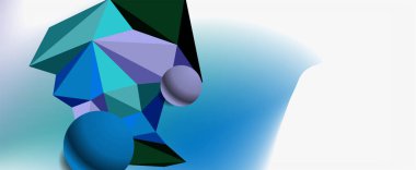 Moda 3d geometrik kompozisyon, iş veya teknoloji sunumu için tasarım şablonu, İnternet posteri veya web broşürü kapağı