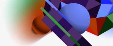 Moda 3d geometrik kompozisyon, iş veya teknoloji sunumu için tasarım şablonu, İnternet posteri veya web broşürü kapağı