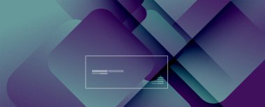 Kare şekiller geometrik soyut arkaplan. Üç boyutlu gölge efektleri ve sıvı eğimleri. Modern çakışma biçimleri