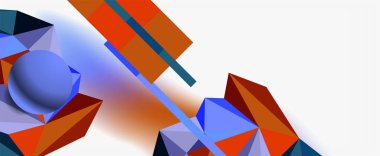 Moda 3d geometrik kompozisyon, iş veya teknoloji sunumu için tasarım şablonu, İnternet posteri veya web broşürü kapağı