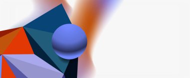 Moda 3d geometrik kompozisyon, iş veya teknoloji sunumu için tasarım şablonu, İnternet posteri veya web broşürü kapağı