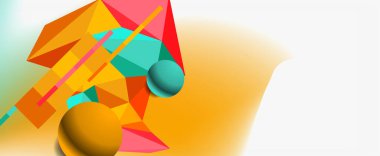 Moda 3d geometrik kompozisyon, iş veya teknoloji sunumu için tasarım şablonu, İnternet posteri veya web broşürü kapağı