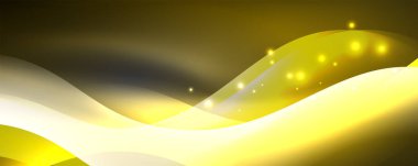 Parlak neon dalgalar, ışık çizgileri soyut arkaplan. Sihirli enerji ve hareket konsepti. Vektör duvar kağıdı şablonu