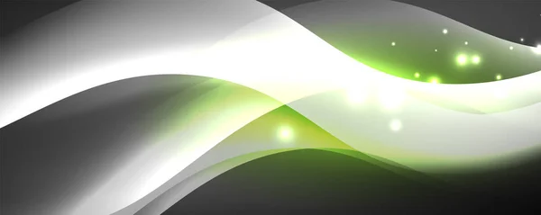 Brillante onda de neón brillante, líneas de luz fondo abstracto. Concepto de energía mágica y movimiento. Plantilla de papel pintado vectorial — Archivo Imágenes Vectoriales