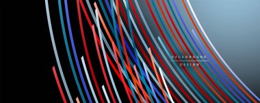 Soyut renkli çizgiler vektör arkaplanı. İnternet, büyük veri ve teknoloji bağlantıları kavramı, soyut şablon