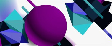 Moda 3d geometrik kompozisyon, iş veya teknoloji sunumu için tasarım şablonu, İnternet posteri veya web broşürü kapağı