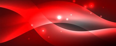 Parlak neon dalgalar, ışık çizgileri soyut arkaplan. Sihirli enerji ve hareket konsepti. Vektör duvar kağıdı şablonu