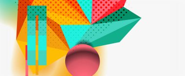 Moda 3d geometrik kompozisyon, iş veya teknoloji sunumu için tasarım şablonu, İnternet posteri veya web broşürü kapağı