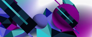 Moda 3d geometrik kompozisyon, iş veya teknoloji sunumu için tasarım şablonu, İnternet posteri veya web broşürü kapağı