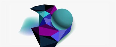 Moda 3d geometrik kompozisyon, iş veya teknoloji sunumu için tasarım şablonu, İnternet posteri veya web broşürü kapağı