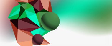 Moda 3d geometrik kompozisyon, iş veya teknoloji sunumu için tasarım şablonu, İnternet posteri veya web broşürü kapağı