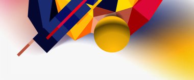 Moda 3d geometrik kompozisyon, iş veya teknoloji sunumu için tasarım şablonu, İnternet posteri veya web broşürü kapağı
