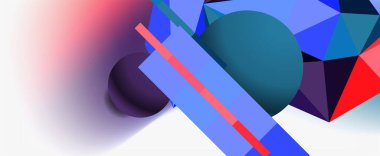 Moda 3d geometrik kompozisyon, iş veya teknoloji sunumu için tasarım şablonu, İnternet posteri veya web broşürü kapağı