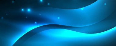 Parlak neon dalgalar, ışık çizgileri soyut arkaplan. Sihirli enerji ve hareket konsepti. Vektör duvar kağıdı şablonu