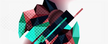 Moda 3d geometrik kompozisyon, iş veya teknoloji sunumu için tasarım şablonu, İnternet posteri veya web broşürü kapağı