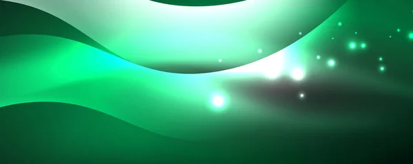 Brillante onda de neón brillante, líneas de luz fondo abstracto. Concepto de energía mágica y movimiento. Plantilla de papel pintado vectorial — Archivo Imágenes Vectoriales