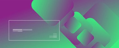 Kare şekiller geometrik soyut arkaplan. Üç boyutlu gölge efektleri ve sıvı eğimleri. Modern çakışma biçimleri