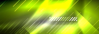 Neon parlayan çizgiler, sihirli enerji ve ışık hareketi arka planı. Vektör duvar kağıdı şablonu