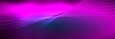 Parlak ışık dalga çizgisi parçacıkları olan parlak bir arkaplan. Duvar kağıdı arkaplanı, iş ve teknoloji sunumları için tasarım şablonları, İnternet posterleri veya web broşürü kapakları