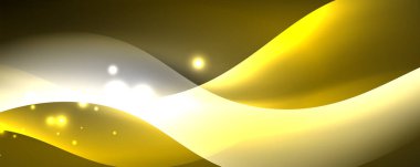 Parlak neon dalgalar, ışık çizgileri soyut arkaplan. Sihirli enerji ve hareket konsepti. Vektör duvar kağıdı şablonu