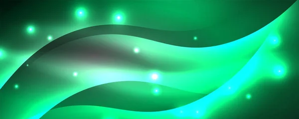 Leuchtend leuchtende Neonwellen, helle Linien abstrakter Hintergrund. Magisches Energie- und Bewegungskonzept. Vorlage für Vector-Tapeten — Stockvektor