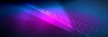 Parlak ışık dalga çizgisi parçacıkları olan parlak bir arkaplan. Duvar kağıdı arkaplanı, iş ve teknoloji sunumları için tasarım şablonları, İnternet posterleri veya web broşürü kapakları