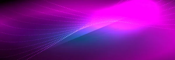 Neon glanzende kleur achtergrond met licht gloeiende golflijn deeltjes. Achtergronden van behang, ontwerpsjablonen voor zakelijke of technologische presentaties, internetposters of omslagen van webbrochures — Stockvector