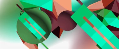 Moda 3d geometrik kompozisyon, iş veya teknoloji sunumu için tasarım şablonu, İnternet posteri veya web broşürü kapağı