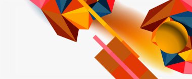 Moda 3d geometrik kompozisyon, iş veya teknoloji sunumu için tasarım şablonu, İnternet posteri veya web broşürü kapağı