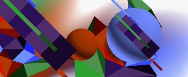 Moda 3d geometrik kompozisyon, iş veya teknoloji sunumu için tasarım şablonu, İnternet posteri veya web broşürü kapağı