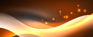 Parlak neon dalgalar, ışık çizgileri soyut arkaplan. Sihirli enerji ve hareket konsepti. Vektör duvar kağıdı şablonu