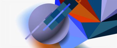 Moda 3d geometrik kompozisyon, iş veya teknoloji sunumu için tasarım şablonu, İnternet posteri veya web broşürü kapağı