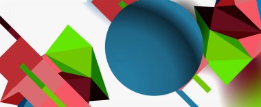 Moda 3d geometrik kompozisyon, iş veya teknoloji sunumu için tasarım şablonu, İnternet posteri veya web broşürü kapağı