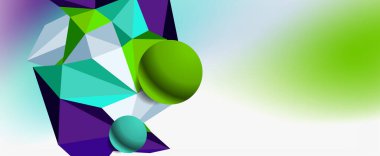 Moda 3d geometrik kompozisyon, iş veya teknoloji sunumu için tasarım şablonu, İnternet posteri veya web broşürü kapağı