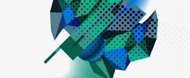 Moda 3d geometrik kompozisyon, iş veya teknoloji sunumu için tasarım şablonu, İnternet posteri veya web broşürü kapağı