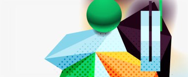 Moda 3d geometrik kompozisyon, iş veya teknoloji sunumu için tasarım şablonu, İnternet posteri veya web broşürü kapağı