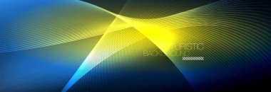 Karanlıkta dalgalarla parlayan soyut neon ışığı. Parlak sihirli enerji ve hareket konsepti, vektör soyut duvar kağıdı arkaplanı